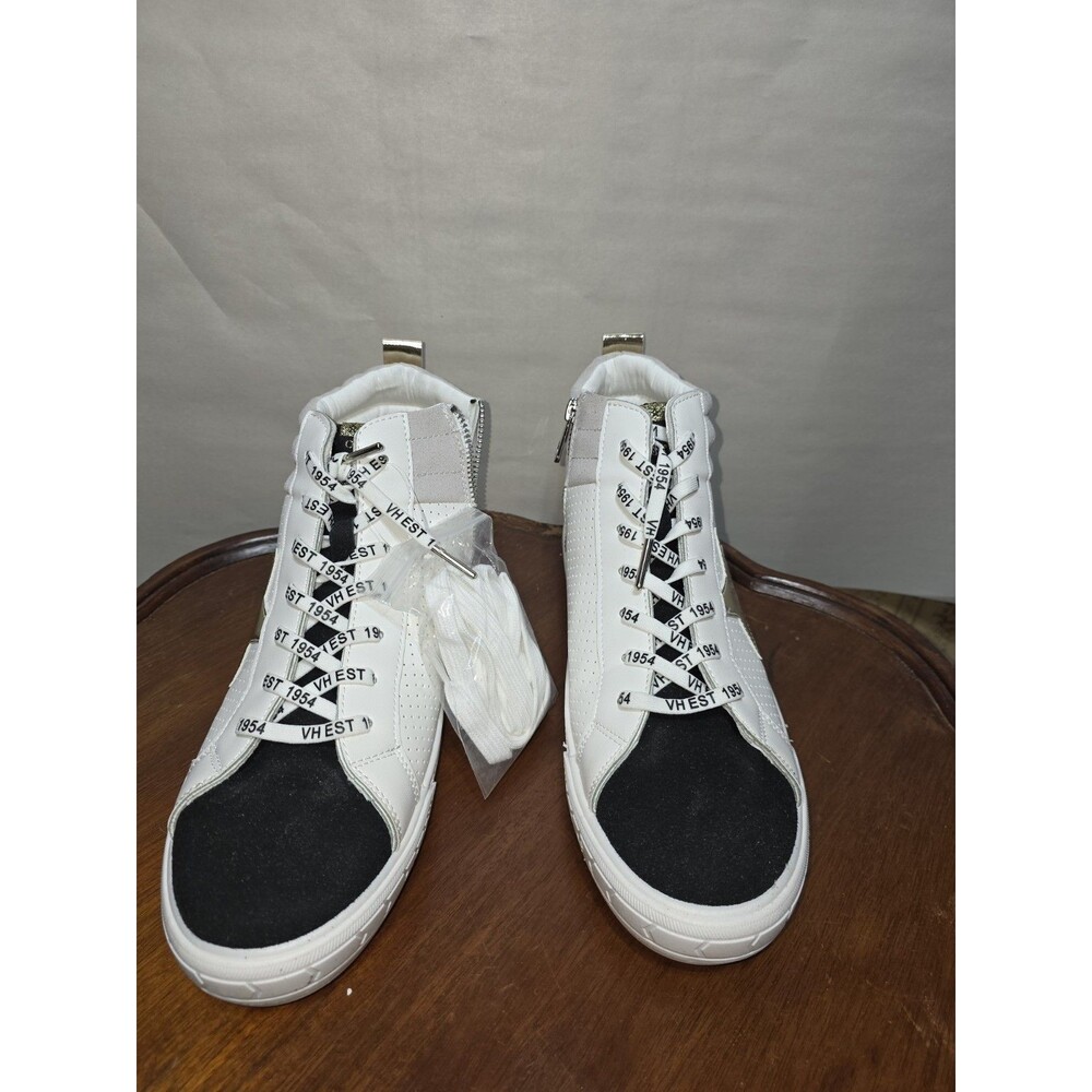 Vintage Havana Heaven High Top Sneakers White Gold Star Side Zip Women's 11 NWOB